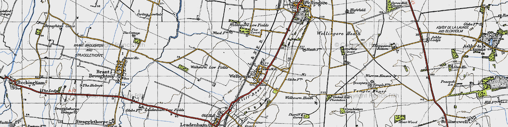 Old map of Welbourn in 1947