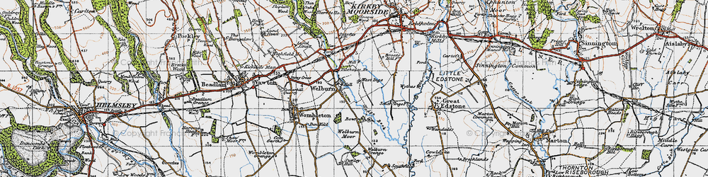 Old map of Welburn in 1947