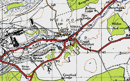 Old map of Weldon in 1946