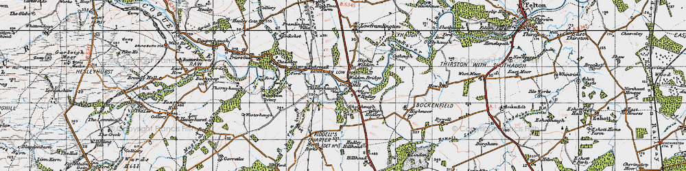 Old map of Brinkburn Priory in 1947