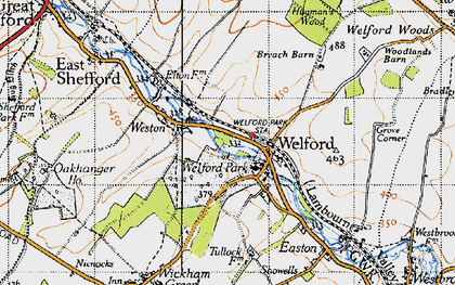 Old map of Welford in 1945