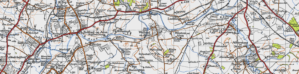 Old map of Welford-on-Avon in 1946