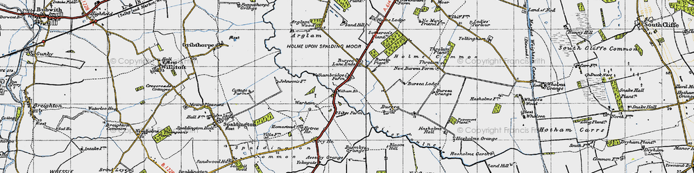 Old map of Bursea Lane Ends in 1947