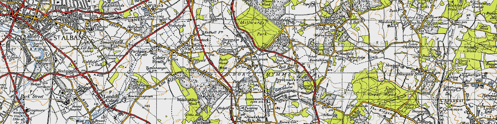 Old map of Welham Green in 1946