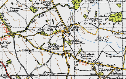 Old map of Whitwell in 1947