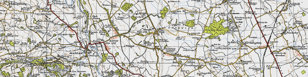 Old map of Whitwell in 1947