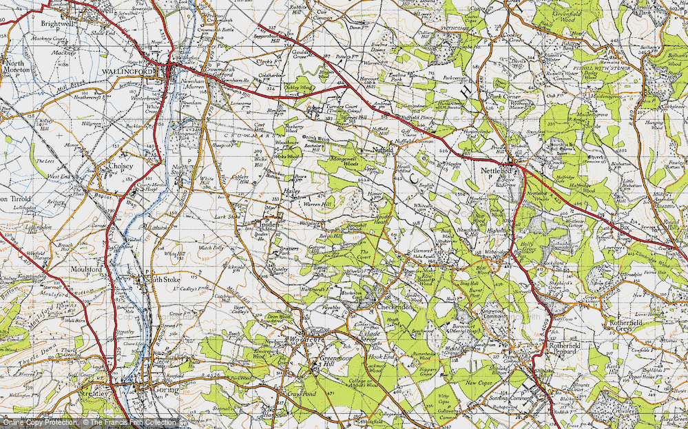 Old Map of Historic Map covering Berins Hill in 1947