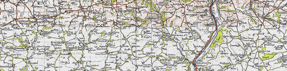 Old map of Well Town in 1946