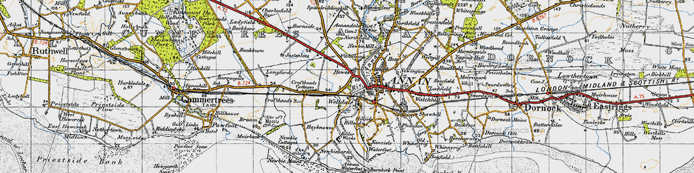 Old map of Howes in 1947