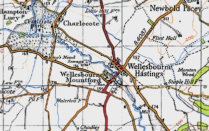 Old map of Wellesbourne in 1947