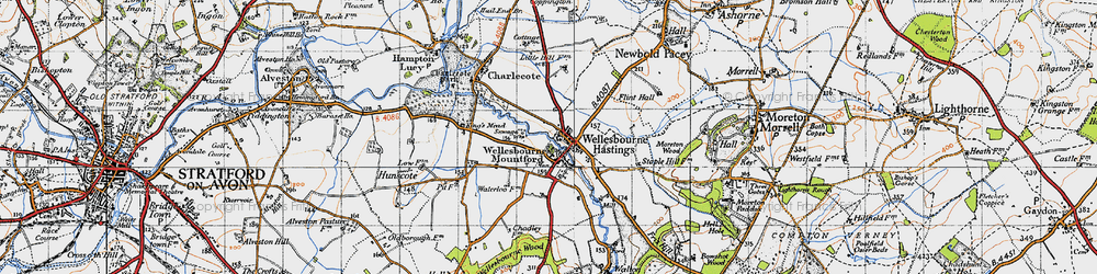 Old map of Wellesbourne in 1947