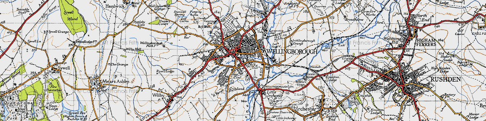 Old map of Wellingborough in 1946