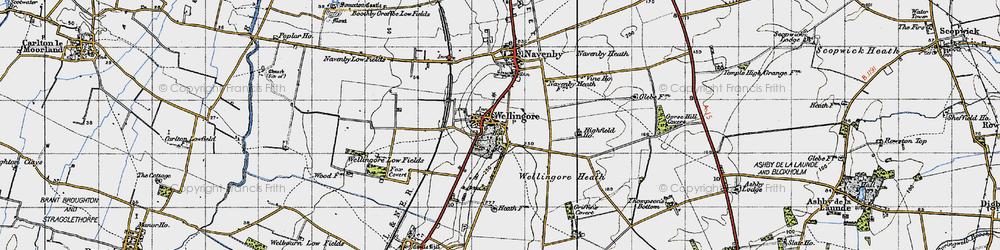 Old map of Wellingore in 1947
