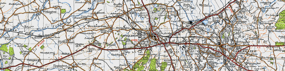 Old map of Wellington in 1947