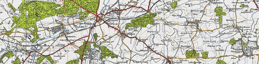 Old map of Wellow in 1947