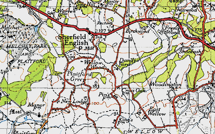 Old map of Wellow Wood in 1940