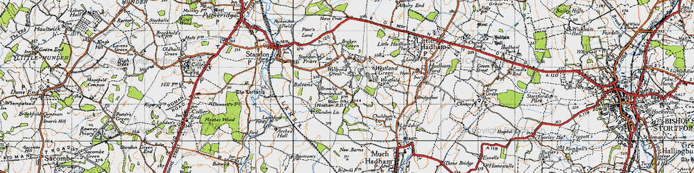 Old map of Wellpond Green in 1946