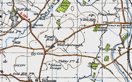 Old map of Wellsborough in 1946