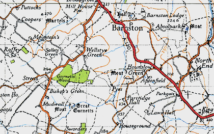 Old map of Wellstye Green in 1946