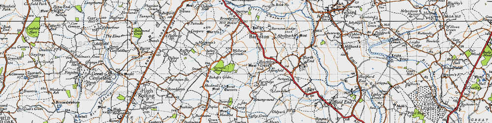 Old map of Wellstye Green in 1946