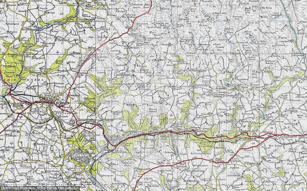 Old Map of Historic Map covering Bellasize in 1946