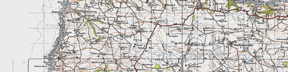 Old map of Baxworthy Cross in 1946