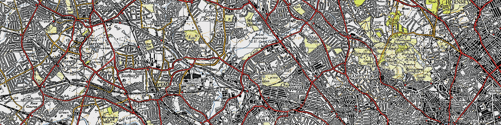 Old map of Welsh Harp in 1945
