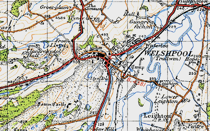 Old map of Welshpool in 1947
