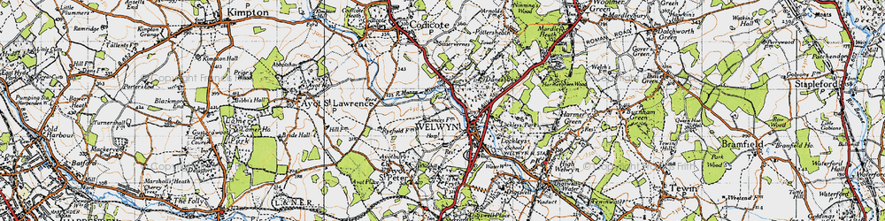 Old map of Welwyn in 1946