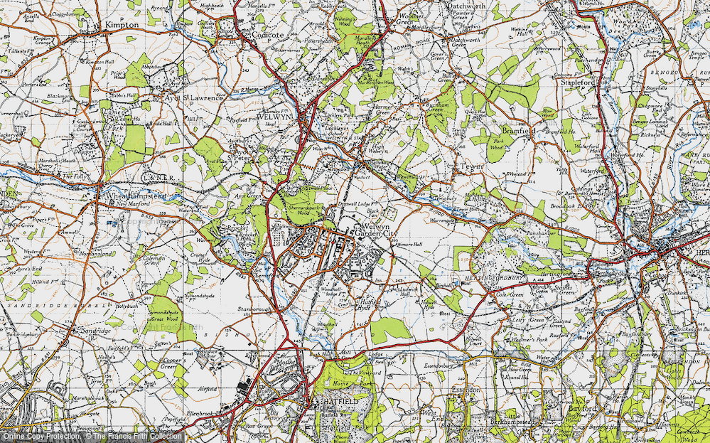 Old Map of Welwyn Garden City, 1946 in 1946