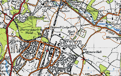 Old map of Welwyn Garden City in 1946