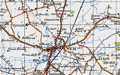 Old map of Wem in 1947