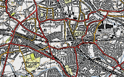 Old map of Wembley in 1945