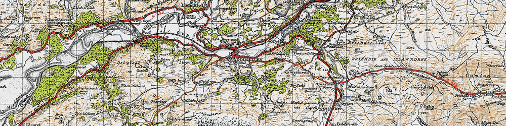 Old map of Afon Arran in 1947