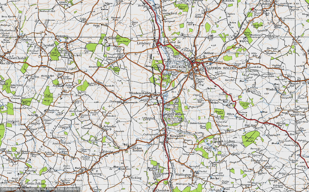 Old Map of Historic Map covering Audley End Sta in 1946