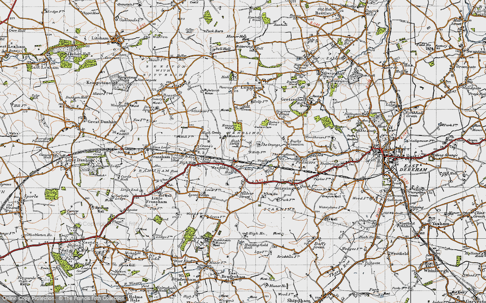 Old Map of Wendling, 1946 in 1946