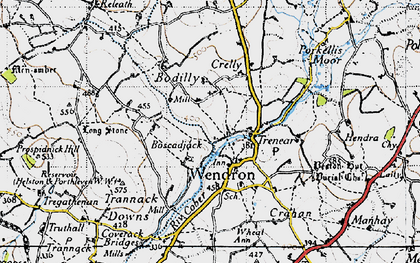 Old map of Wendron in 1946