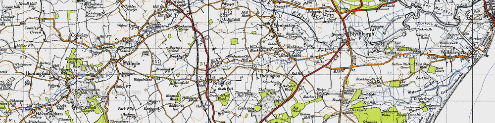 Old map of Wenhaston Black Heath in 1946