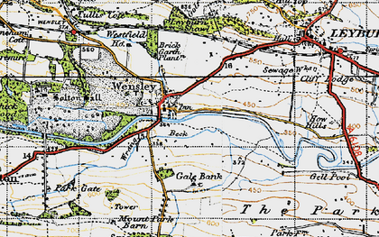 Old map of Wensley in 1947