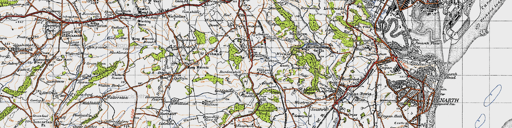 Old map of Wenvoe in 1947