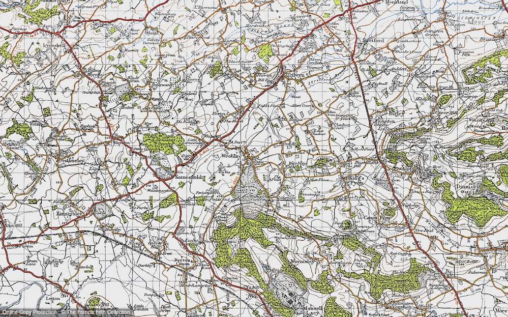 Historic Ordnance Survey Map of Weobley, 1947