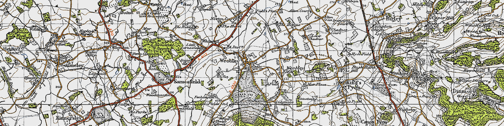 Old map of Weobley in 1947