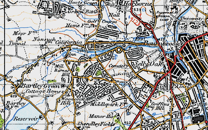 Old map of Weoley Castle in 1947