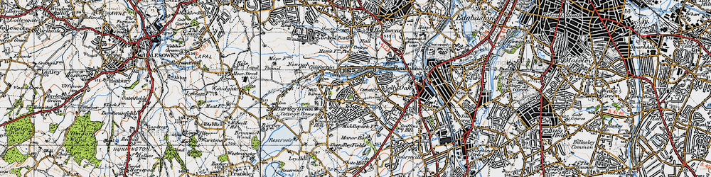 Old map of Weoley Castle in 1947