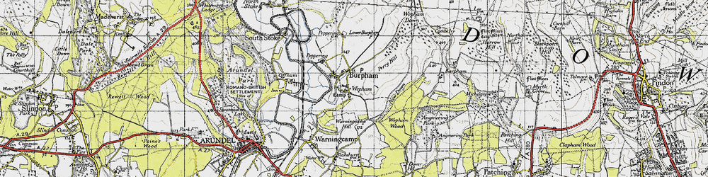 Old map of Wepham in 1940