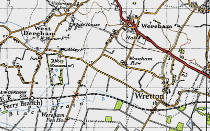Old map of Wereham Row in 1946