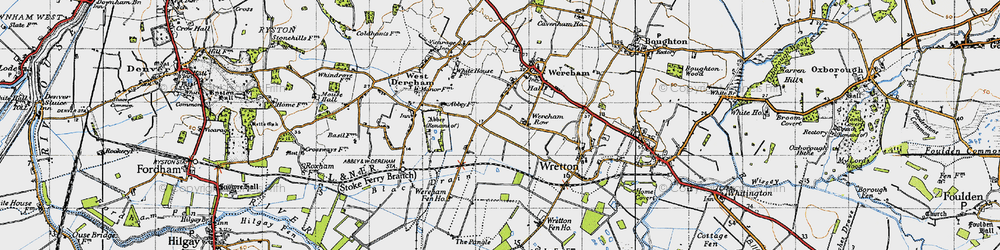 Old map of Wereham Row in 1946