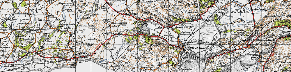 Old map of Wern in 1947