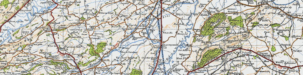 Old map of Wern in 1947