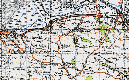Old map of Wern-olau in 1947